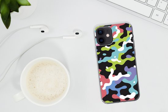 Coque iPhone 12 - Motif camouflage coloré - Coque de téléphone en Siliconen