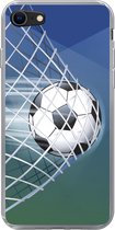 Geschikt voor iPhone 8 hoesje - Een illustratie van een voetbal in het net -Jongens - Meisjes - Kinderen - Siliconen Telefoonhoesje