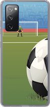 Geschikt voor Samsung Galaxy S20 FE hoesje - Een illustratie van een voetbal op het veld in het stadion - Jongens - Meiden - Kids - Siliconen Telefoonhoesje
