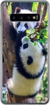 Geschikt voor Samsung Galaxy S10 hoesje - Panda's - Boom - Natuur - Siliconen Telefoonhoesje