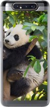 Geschikt voor Samsung Galaxy A80 hoesje - Panda - Dier - Boom - Siliconen Telefoonhoesje