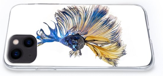 Coque iPhone 13 mini - Poisson - Staart - Blauw - Siliconen