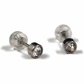 Aramat jewels ® - Zweerknopjes oorbellen 4mm transparant chirurgisch staal