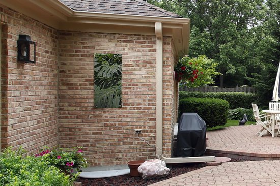 Affiche de jardin Feuilles de monstera vertes - 40x80 cm - Décoration murale Extérieur - Affiche de jardin - Toile de jardin - Affiche de clôture - Peinture de jardin