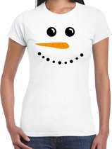 Sneeuwpop Kerst t-shirt - wit - dames - Kerstkleding / Kerst outfit S