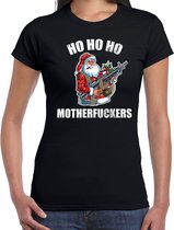 Hohoho motherfuckers fout Kerst t-shirt - zwart - dames - Kerstkleding / Kerst outfit S