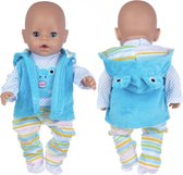 Dolldreams Poppenkleding -Blauwe Kikkerjas, Legging en Shirtje - geschikt voor poppen tot 43CM zoals Baby born