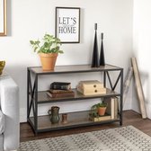 Nancy's Igaussaq 40 X-Frame Boekenplank - Modern - Rustiek Eiken, Donker Walnoot, Drijfhout - Mdf, Metaal - 101,6 cm x 40,64 cm x 66,04 cm