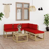 Decoways - 6-delige Loungeset met rode kussens