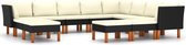 Decoways - 12-delige Loungeset met kussens poly rattan zwart