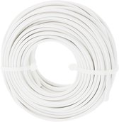 Q-Link Huishoudsnoer Plat - Belastbaar tot 1200W - Aderdoorsnede 2 x 0,75 mm² - Lengte 20 Meter - Kleur Wit - Materiaal Kunststof - Elektrisch Snoer voor Huishoudelijk Gebruik