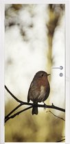 Deursticker Natuur - Roodborstje - Tak - 95x235 cm - Deurposter