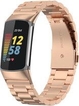By Qubix Metalen bandje - Rosé goud - Geschikt voor Fitbit Charge 5 - Fitbit Charge 6 - Smartwatch Band - Horlogeband - Polsband