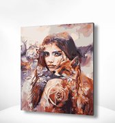 Painting Expert® Schilderen op nummer Volwassenen - Schilderen op nummer Kinderen - Vrouw en Vos - 40x50cm - Exclusief Lijst (24 kleurtjes)
