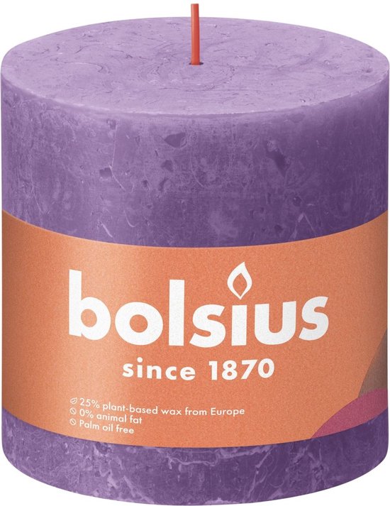 Bolsius Stub Bougie Vibrant Violet Ø100 mm - Hauteur 10 cm - Violet - 62 heures de brûlage
