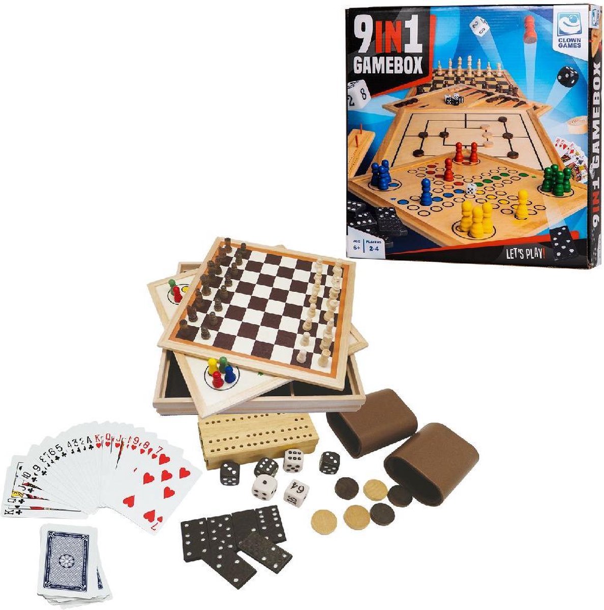 Clown Games 9-In-1 Spellendoos Hout — cadeau in Spellen & Speelgoed - foto 6
