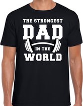 The strongest dad in the world cadeau t-shirt zwart heren - Vaderdag cadeau t-shirt S