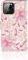 Telefoon Hoesje Geschikt voor iPhone 13 Pro Max Magnet Case Pink Flowers