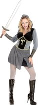 Widmann - Middeleeuwse & Renaissance Strijders Kostuum - Madame Joan Of Arc (Kort) - Vrouw - grijs,zilver - Small - Carnavalskleding - Verkleedkleding