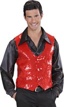 Widmann - Glitter & Glamour Kostuum - Showmaster Pailletten Vest Rood Man - Rood - XL - Carnavalskleding - Verkleedkleding
