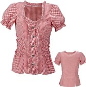 Boeren Tirol & Oktoberfest Kostuum | Rode Geblokte Bertha Beierse Blouse Vrouw | Small | Bierfeest | Verkleedkleding