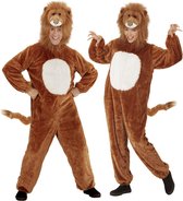 Leeuw & Tijger & Luipaard & Panter Kostuum | Bruine Dieren Pluche Leeuw Jumpsuit Kostuum | Large / XL | Carnaval kostuum | Verkleedkleding