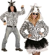 Widmann - Zebra Kostuum - Cute Hoodie, Zebra - Zwart / Wit - Small / Medium - Carnavalskleding - Verkleedkleding