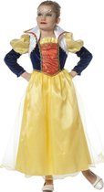 Wilbers & Wilbers - Sneeuwwitje Kostuum - Sprookjesprinses Lang Mooiste Van Het Land - Meisje - Geel - Maat 140 - Carnavalskleding - Verkleedkleding
