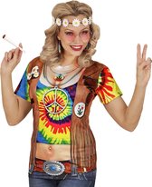 Widmann - Hippie Kostuum - T-Shirt Hippie Helen High Vrouw - multicolor - Small / Medium - Carnavalskleding - Verkleedkleding