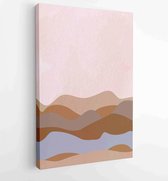 Canvas schilderij - Mountain wall art vector set. Earth tones landscapes backgrounds set with moon and sun. 2 -    – 1875695959 - 115*75 Vertical