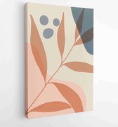 Canvas schilderij - Botanical wall art vector set. Earth tone boho foliage line art drawing with abstract shape. 1 -    – 1881805186 - 50*40 Vertical