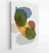 Canvas schilderij - Botanical wall art vector set. Golden foliage line art drawing with abstract shape 1 -    – 1899845974 - 50*40 Vertical