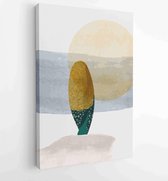 Canvas schilderij - Gold tropical wall arts vector. Botanical line art drawing with watercolor brush 1 -    – 1899820969 - 115*75 Vertical