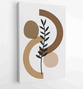 Canvas schilderij - Earth tone boho foliage line art drawing with abstract shape. Abstract Plant Art design for print, cover, wallpaper, Minimal and natural wall art. 3 -    – 1824