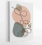 Canvas schilderij - Earth tone boho foliage line art drawing with abstract shape. Abstract Plant Art design for print, cover, wallpaper, Minimal and natural wall art. 3 -    – 1825