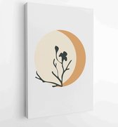 Canvas schilderij - Foliage line art drawing with abstract shape. Abstract Plant Art design for print, cover, wallpaper, Minimal and natural wall art. 4 -    – 1810924408 - 80*60 V