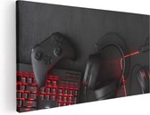 Artaza Canvas Schilderij Gaming Spullen - Accessoires - Controller - 120x60 - Groot - Foto Op Canvas - Canvas Print