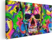 Artaza Canvas Schilderij Gekleurde Schedel - Doodskop - Doodshoofd - 120x60 - Groot - Foto Op Canvas - Canvas Print