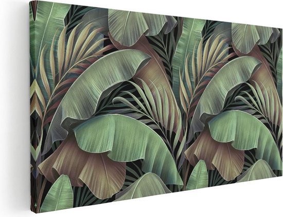 Artaza Canvas Schilderij Tropische Bladeren  - 80x40 - Foto Op Canvas - Canvas Print