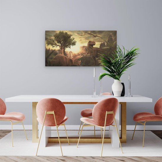Artaza Peinture sur toile Dinosaures dans la nature – Dinos – 80 x 40 – Photo sur toile – Impression sur toile