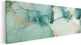 Artaza Canvas Schilderij Abstracte Kunst - Blauwe Marmer met Goud - 90x30 - Foto Op Canvas - Canvas Print