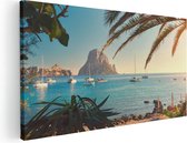 Artaza Canvas Schilderij Ibiza Cala d'Hort Strand  - 40x20 - Klein - Foto Op Canvas - Canvas Print