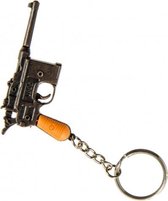 sleutelhanger uzi-pistool 6,5 cm bruin/zwart