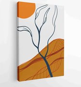 Canvas schilderij - Earth tones landscapes backgrounds set with moon and sun. Abstract Plant Art design for print, cover, wallpaper, Minimal and natural wall art. 3 -    – 18344281