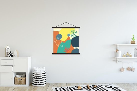 Porte-affiche avec affiche - Affiche scolaire - Été - Taches - Abstrait - 60x60 cm - Lattes noires