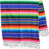 Mexicaanse Deken - Plaid - Serape - Gerecycled Acryl - 210 x 150 - Blauw - BBXZZ0royalblu