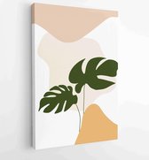 Canvas schilderij - Earth tone boho foliage line art drawing with abstract shape. Abstract Plant Art design for print, cover, wallpaper, Minimal and natural wall art. 2 -    – 1839