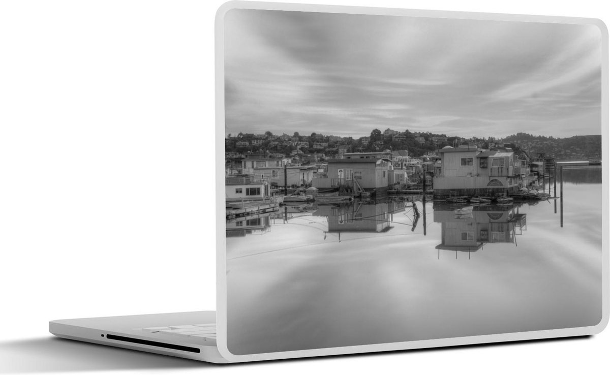 Afbeelding van product SleevesAndCases  Laptop sticker - 15.6 inch - Woonboten - Zwart - Wit - Haven