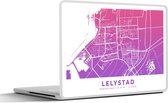Laptop sticker - 17.3 inch - Stadskaart - Lelystad - Paars - Nederland - 40x30cm - Laptopstickers - Laptop skin - Cover