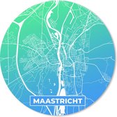 Muismat - Mousepad - Rond - Stadskaart - Maastricht - Blauw - 20x20 cm - Ronde muismat